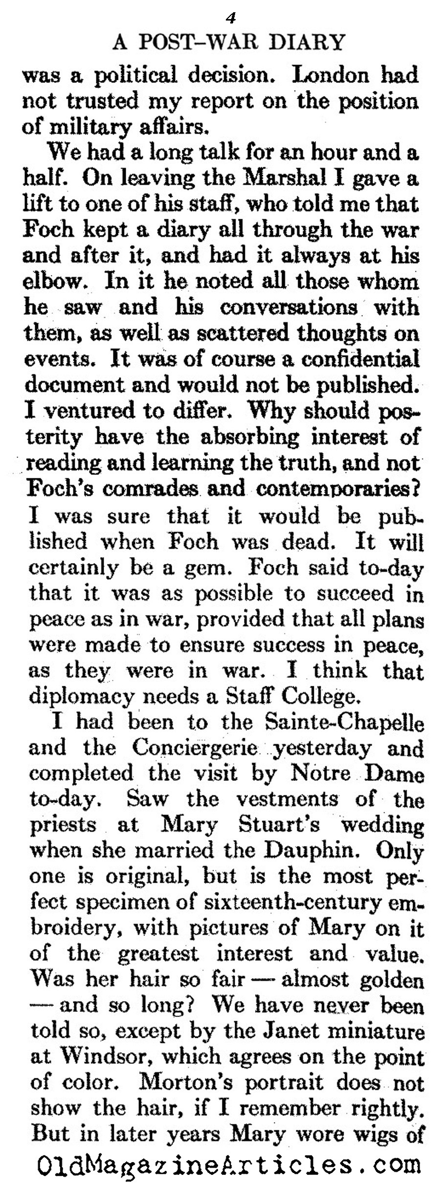 Post-War Diary (Atlantic Monthly, 1928)